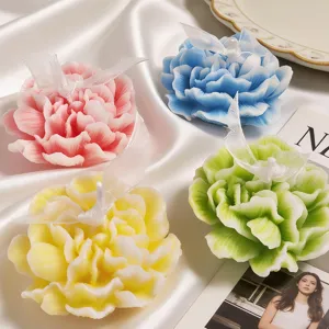 Juego de velas perfumadas clavel, velas de flores de colores con lazo para regalo.