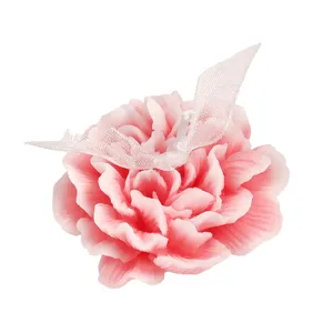 Vela perfumada floral rosa con cinta transparente, hermosa decoracion del hogar y regalo.