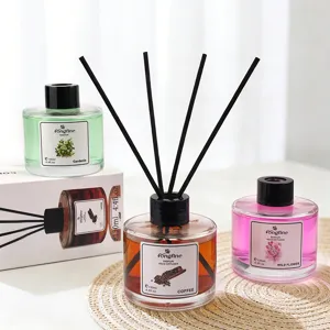 Glass Reed Diffuser Bottle With Rattan Sticks Air Freshener Scented Oil Aromatherapy For Home Bedroom Office