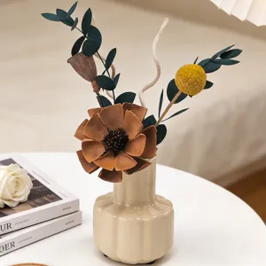 Jarrón de cerámica nórdico con flores secas set de aromaterapia decoración de mesa elegante