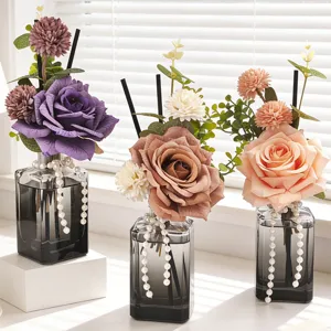 Difusor de aroma de rosa de lujo para dormitorio decoracion estetica elegante botella vidrio