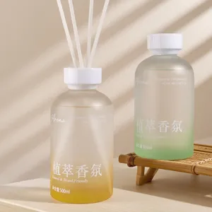 Diffuseur de parfum 500ml bouteille verre dégradé mat fragrance d'intérieur bâtonnets