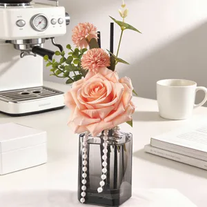 Difusor de aroma de rosa de lujo para decoracion del hogar, elegante difusor de varitas aromaticas.
