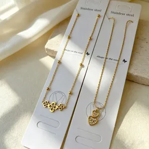 Elegant 18K gold plated stainless steel heart and flower necklaces for women style