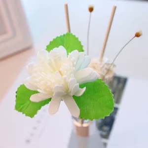 Geurdiffusor bloemstok, witte florale rattan vervangingsriem voor aroma fles set thuis.