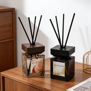 200ml square glass bottle reed diffuser for home fragrance long lasting scent decor