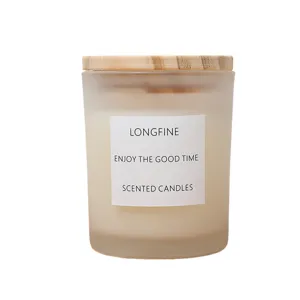 Bougie parfumée nordique en verre avec couvercle en bois pour la maison et l'aromathérapie