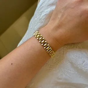 10mm titanium steel watchband bracelet in 18K gold plated finish on wrist