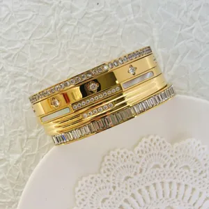 Luxe Titanium Staal Zirconia Armring Voor Vrouwen Goud Zilver Verguld Elegant Sterren Ingelegd Armband Ins Stijl Mode Sieraden Cadeau