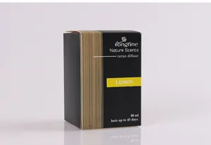 Longfine 80ml lemon scented rattan diffuser packaging box for home fragrance decor display.