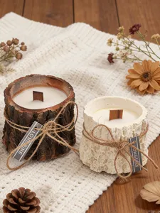 Bougie parfumée artisanale en forme de souche d'arbre cire de soja cadeau chaleureux