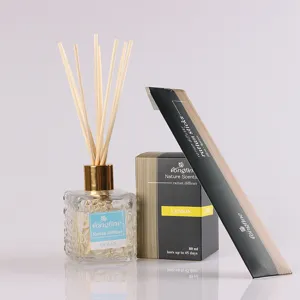 French Style Reed Diffuser Set Water Cube Glass Bottle Air Freshener With Natural Rattan Sticks Home Fragrance Gift