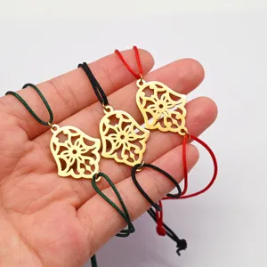 Hamsa-Hand-Anhänger aus Edelstahl mit farbenfrohem, geflochtenem Kordelarmband