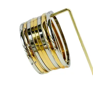 Set di bracciali in acciaio al titanio da 4mm con zirconi in oro e argento