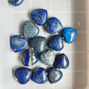 Pendentif Cœur en Lapis-Lazuli Pierre Précieuse DIY Collier Bijou Vue Détaillée Nice
