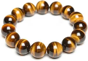 Natural Tiger Eye Stone Bracelet Round Beads Gemstone Jewelry Simple Daily Wear Gift