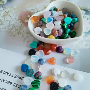Natural stone heart-shaped crystal cabochon gemstone charm for DIY jewelry making necklace