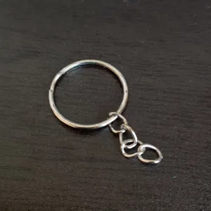 Metal flat key ring with a four-segment chain, perfect for DIY crafts and hardware accessories.