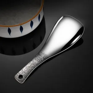 Stainless Steel Rice Spoon Non Stick Household Rice Paddle Japanese Hammered Texture Serving Spoon Kitchen Dining Tool