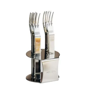 Set de fourchettes à fruits en acier inoxydable avec support, 6 petites fourchettes à dessert.
