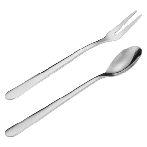 Edelstahl Gabel und Kaffeelöffel Set, langlebiges Besteck für Kuchen, Obst und köstliche Desserts.