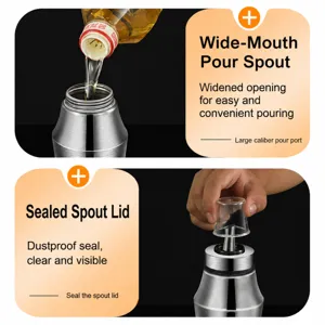 304 stainless steel oil dispenser bottle kitchen leakproof vinegar seasoning pot large port