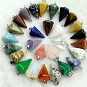 Pendente pendolo in pietra di cristallo naturale esagonale collana di guarigione reiki set