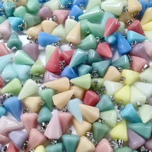 Pendoli di cristallo colorato ciondoli sfaccettati a cono pietra collane accessori