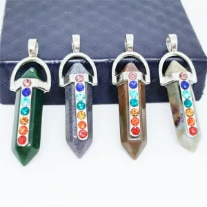Colgante de columna hexagonal de cristal de chakra piedra natural collar moda regalo.