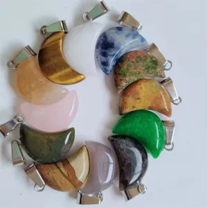 Natuurlijke Kristallen Kleine Maan Hanger Mini Halve Maan Bedel Voor DIY Ketting Oorbellen Handgemaakte Sieraden Accessoires