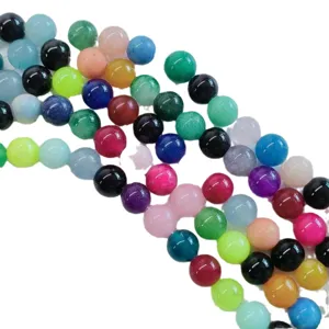 Colorful chalcedony loose beads gemstone round beads for DIY handmade bracelet making