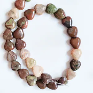 Natural stone heart loose beads crystal agate love DIY jewelry accessories material 10mm