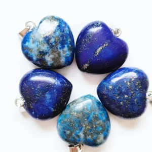 Colgante de corazón de cristal de lapislázuli natural para collar joyas accesorios 20mm.