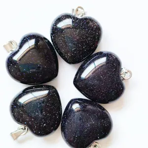 Colgante de corazón de arenisca azul collar joyería de moda accesorios regalo San Valentín 20mm