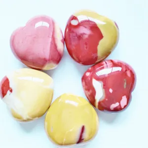 Natural stone crystal heart ornament polished gemstone hand piece decoration items