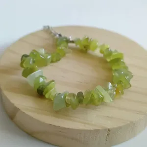 Natural Green Crystal Chip Stone Bracelet Irregular Agate Bracelet with Lobster Clasp