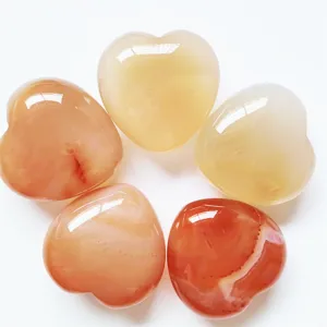 3cm Natural Crystal Heart Stone Agate Gemstone Pocket Palm Worry Stone Decor Item