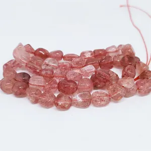 Natural irregular pink crystal loose beads 6-8mm DIY gemstone chip strand for jewelry making