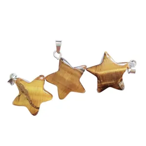 Natural crystal tiger eye star pendant for DIY jewelry making, necklace bracelet accessories.