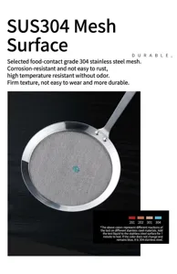 Cuillère écumoire en acier inoxydable à mailles fines, séparateur d'huile de cuisine.