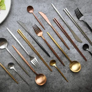 304 Edelstahl Besteck Set Messer Gabel Löffel Stäbchen Küchengeschirr Präsentation.