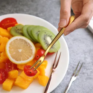 Stainless steel fruit forks set, modern luxury dessert and cake forks for home kitchen.