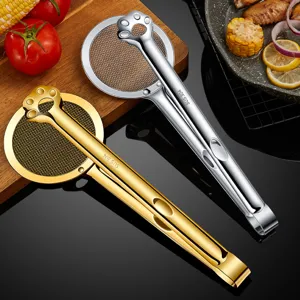 Stainless Steel Cat Paw Food Tongs Colander Strainer Kitchen Frying Oil Drain Clip Tool