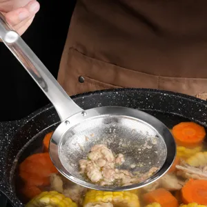 304 stainless steel skimmer spoon kitchen fine mesh oil filter cooking tool for soup skim 1pc