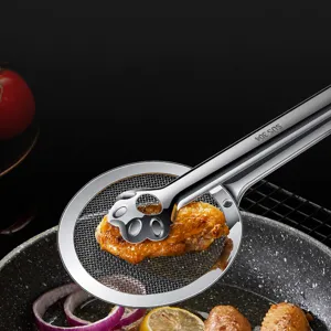 Stainless Steel Strainer Tongs 2-in-1 Kitchen Food Clip Mesh Colander Fry Oil Drain Tool