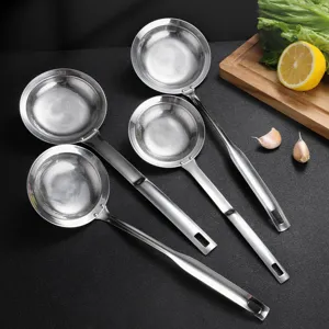Stainless steel kitchen skimmer mesh strainer set, fine mesh spoon for oil and foam filtering.
