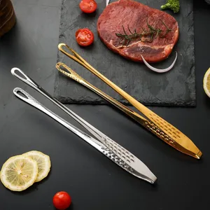 Stainless steel food tongs kitchen BBQ steak buffet tongs long cooking serving tongs set.