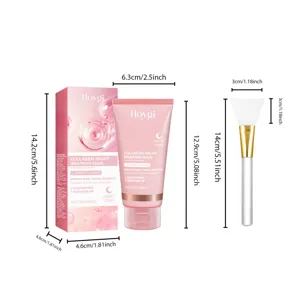 HOYGI Masque Nuit Collagène Set avec Pinceau Silicone, Hydratation Profonde et Fermeté Soin Détail