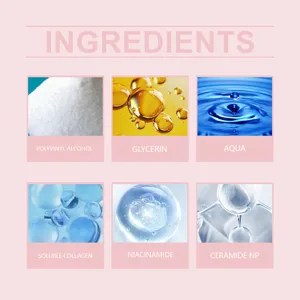 Vue détaillée des ingrédients du masque peel-off au collagène avec actifs de soin.