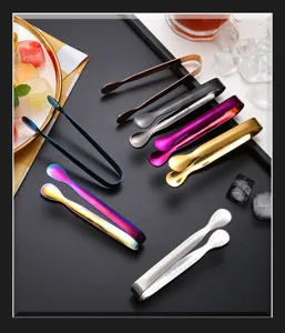 Set de pinces à glaçons en acier inoxydable coloré, pinces à sucre pour bar et cuisine.
